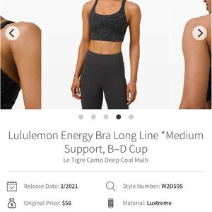 Lululemon Athletica energy bra long line